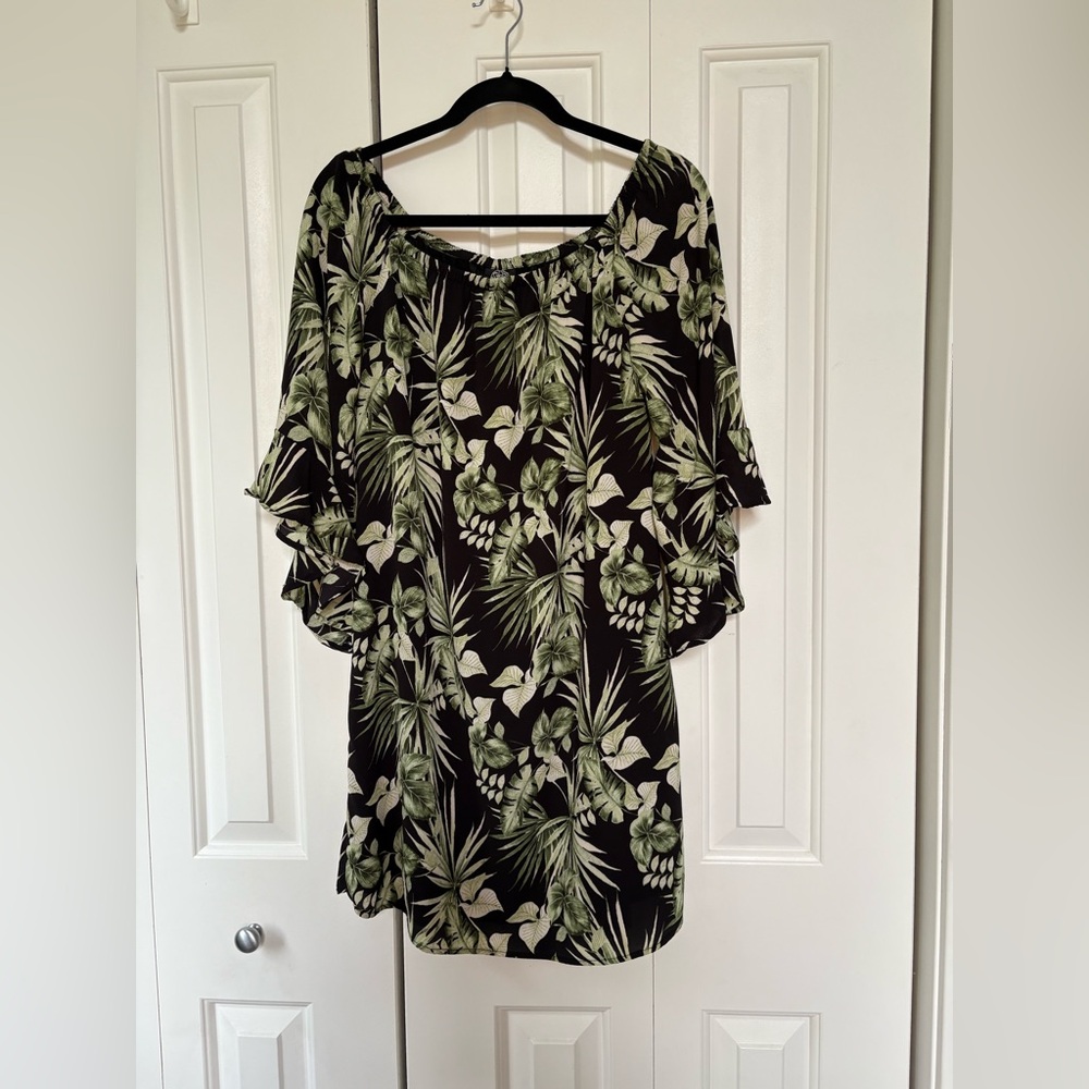 Bobeau Tropical Print Shift Dress - Size Small